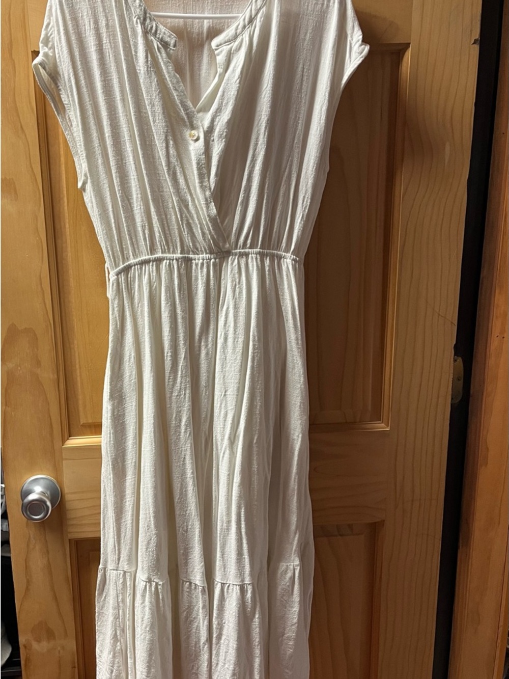 Ellison Cream Tiered Button-Front Maxi Dress